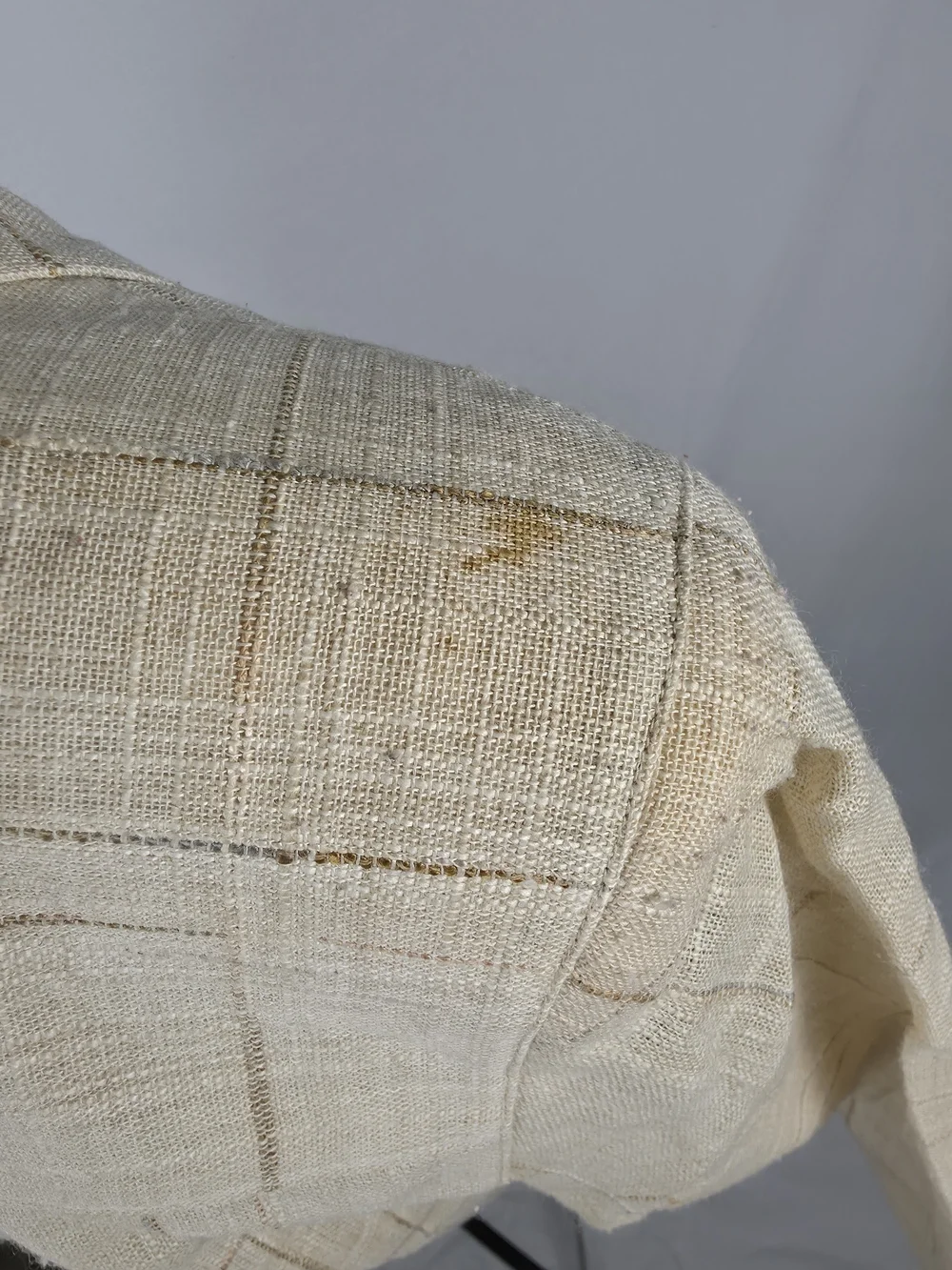 Vintage Christian Dior Separates Plaid Linen Blend Blazer Jacket Cream Beige - 8